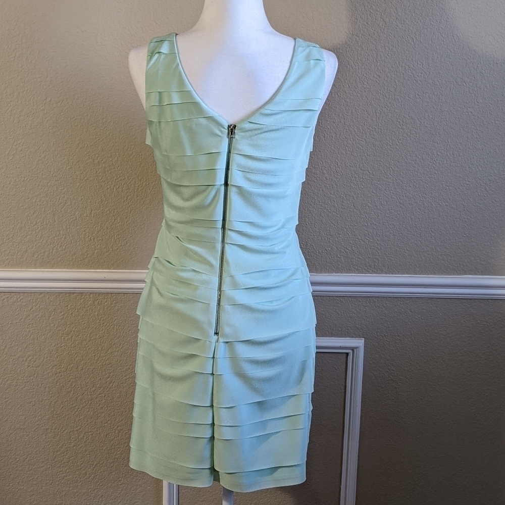 Elegant Mint Tiered Modest Sleeveless Dress by Gianni Bini - Picture 2 of 4